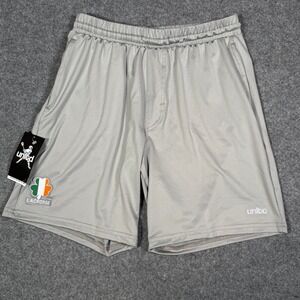 NWT Lacrosse Unlimited Unltd Mens Gray Performance Shorts Shamrock Patch Medium